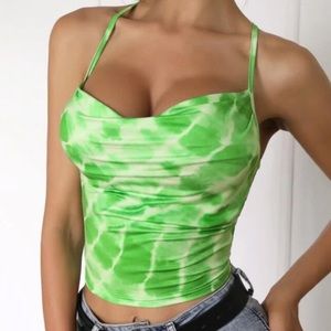 Green Tie Dye Strappy Tank